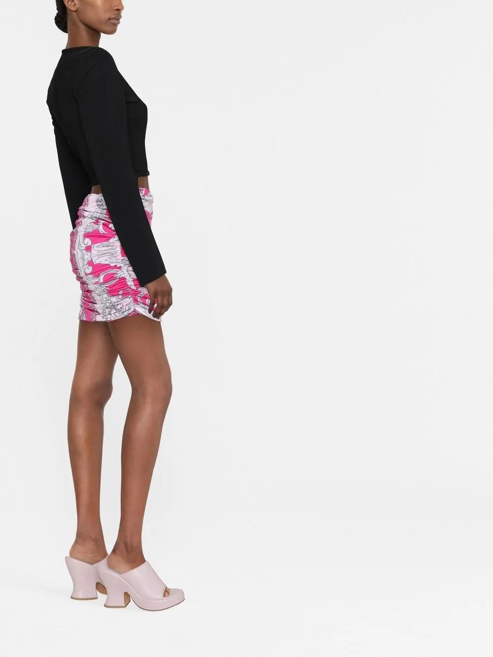  Versace Baroque-print Mini Skirt - Pink 