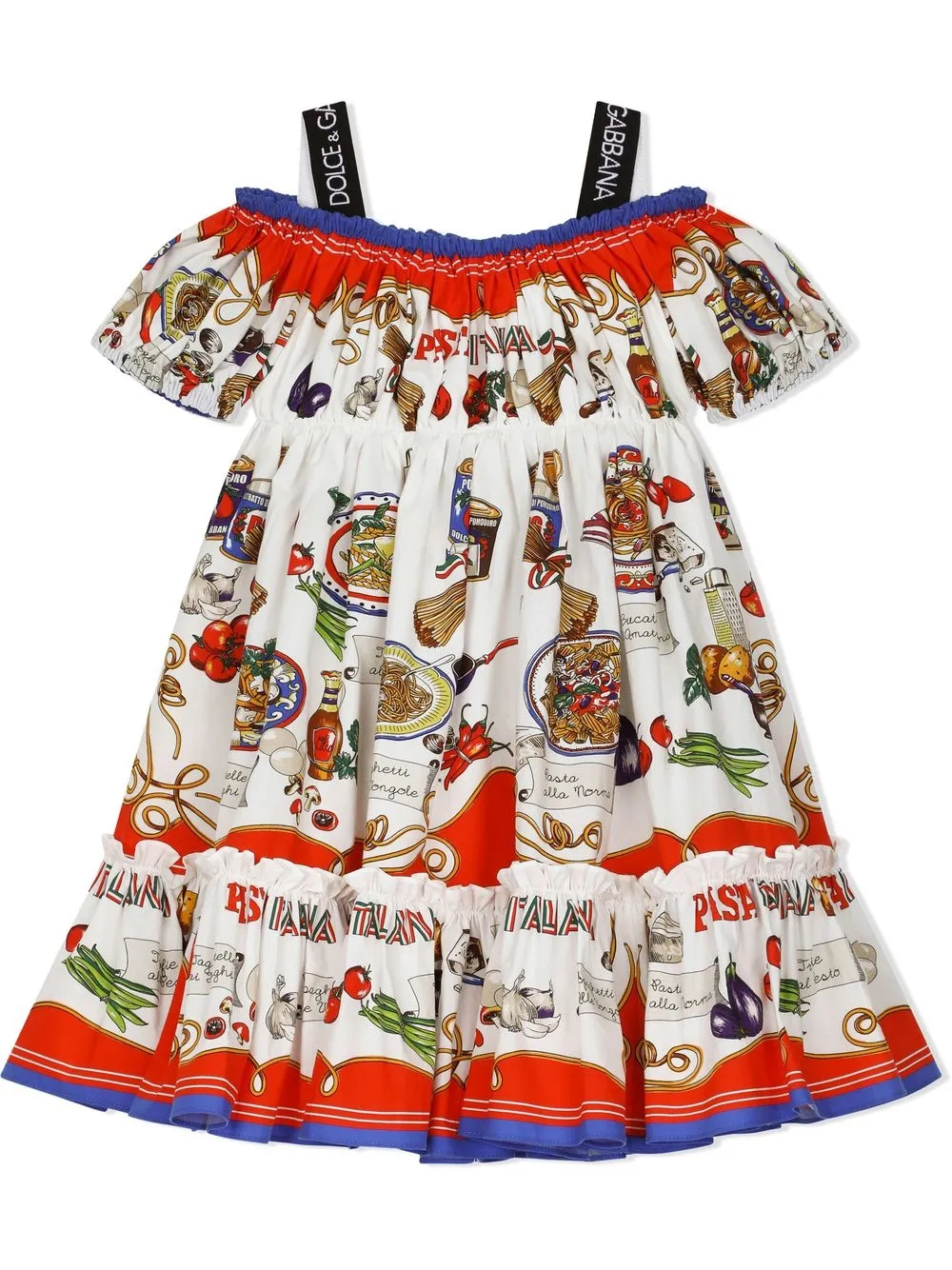 

Dolce & Gabbana Kids vestido manga corta con estampado gráfico - Blanco