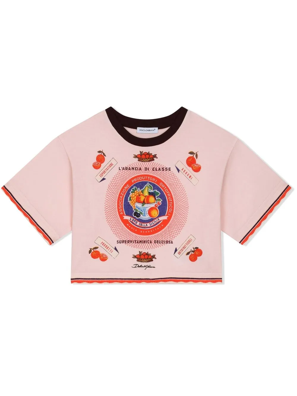 Dolce & Gabbana Kids playera con estampado de naranja - Rosado