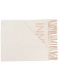 GANNI logo-print tassel-trim scarf - Neutrals