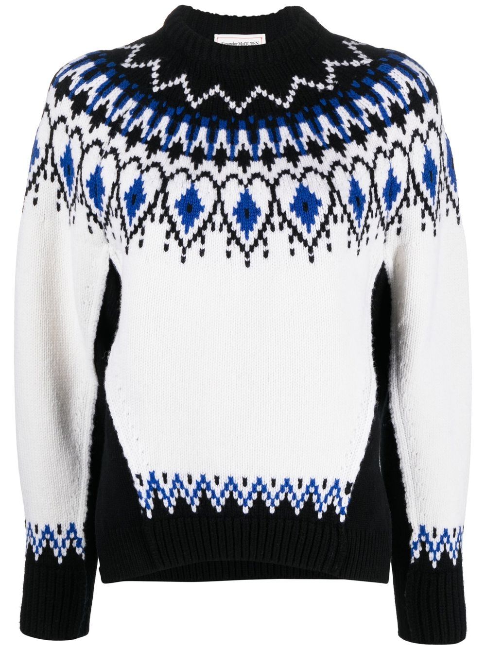 Alexander McQueen fair-isle intarsia wool jumper - White