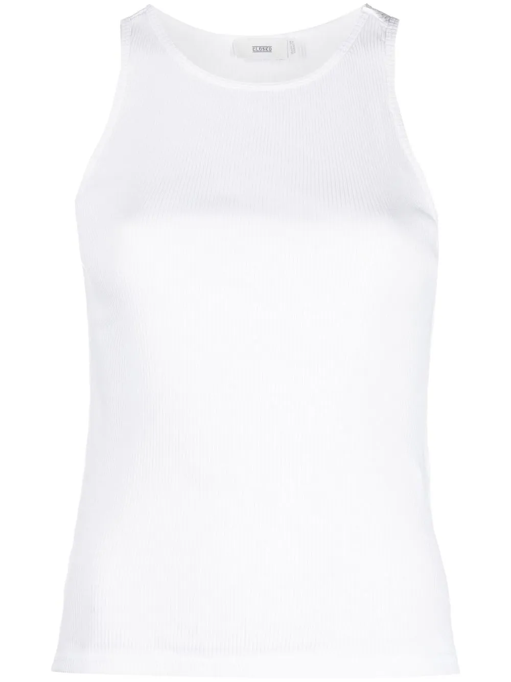 

Closed logo-patch ribbed tank top - White