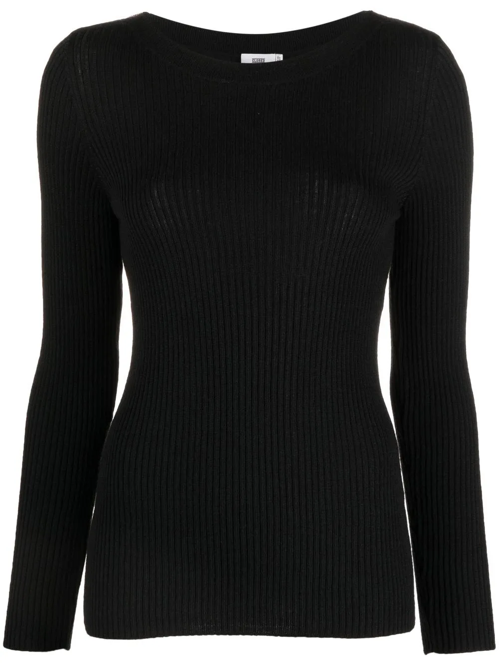 

Closed boat-neck ribbed-knit jumper - Black