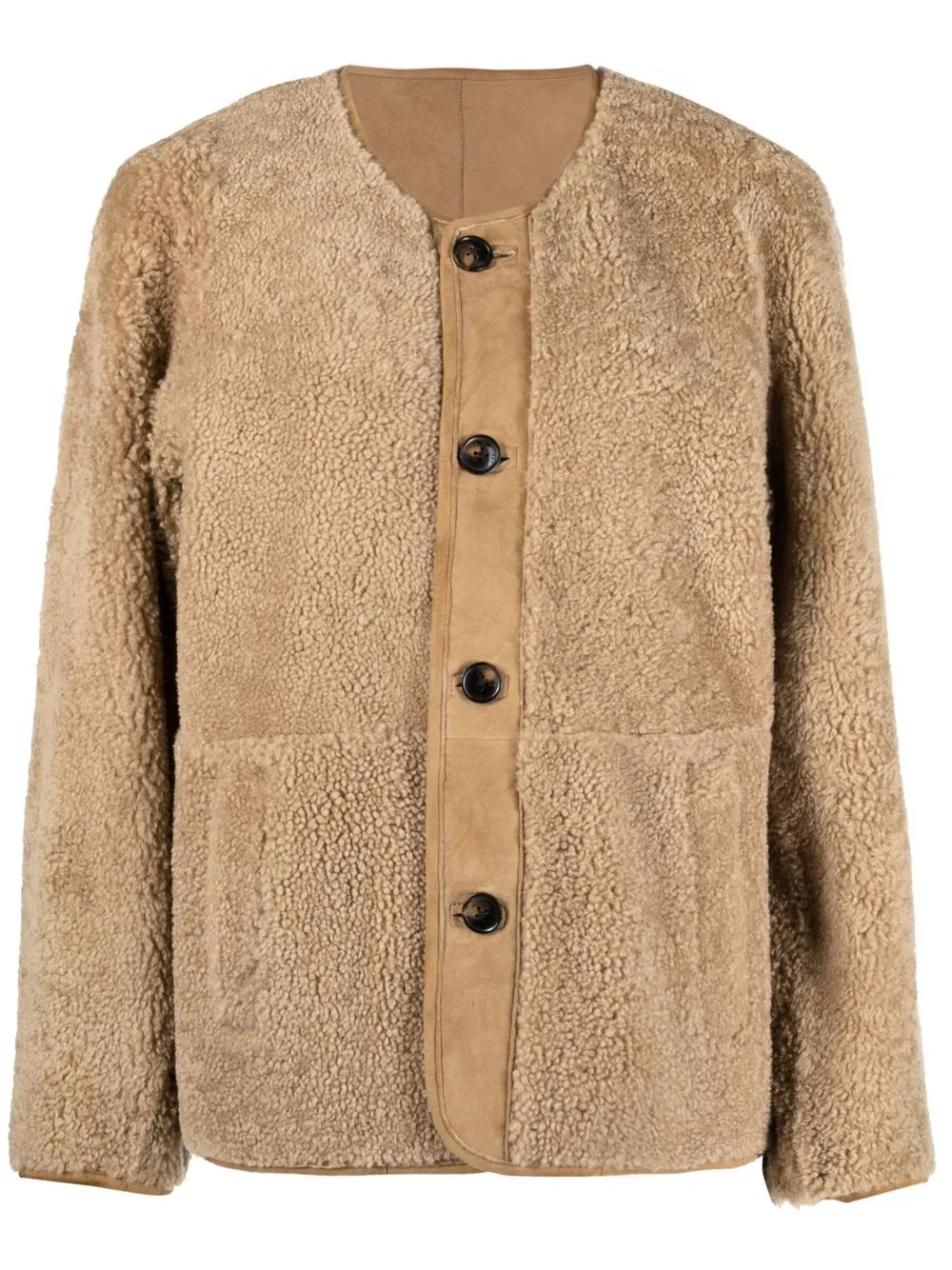 

Closed shearling buttoned jacket - Neutrals