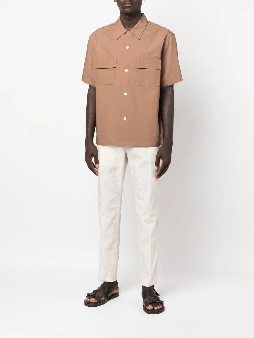 FENDI Pantalon met FF-patroon - Beige