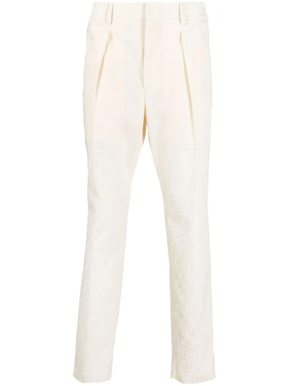 Fendi Ff-motif Tailored Trousers In Neutrals