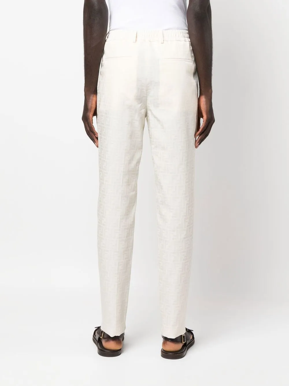 Fendi Ff-motif Tailored Trousers In Neutrals