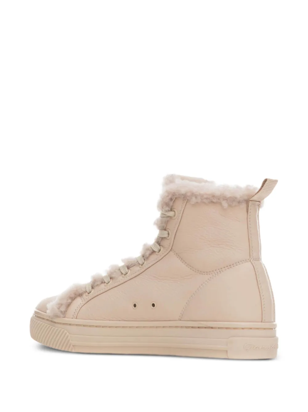 Gianvito Rossi shearling leather lace-up boots Neutrals