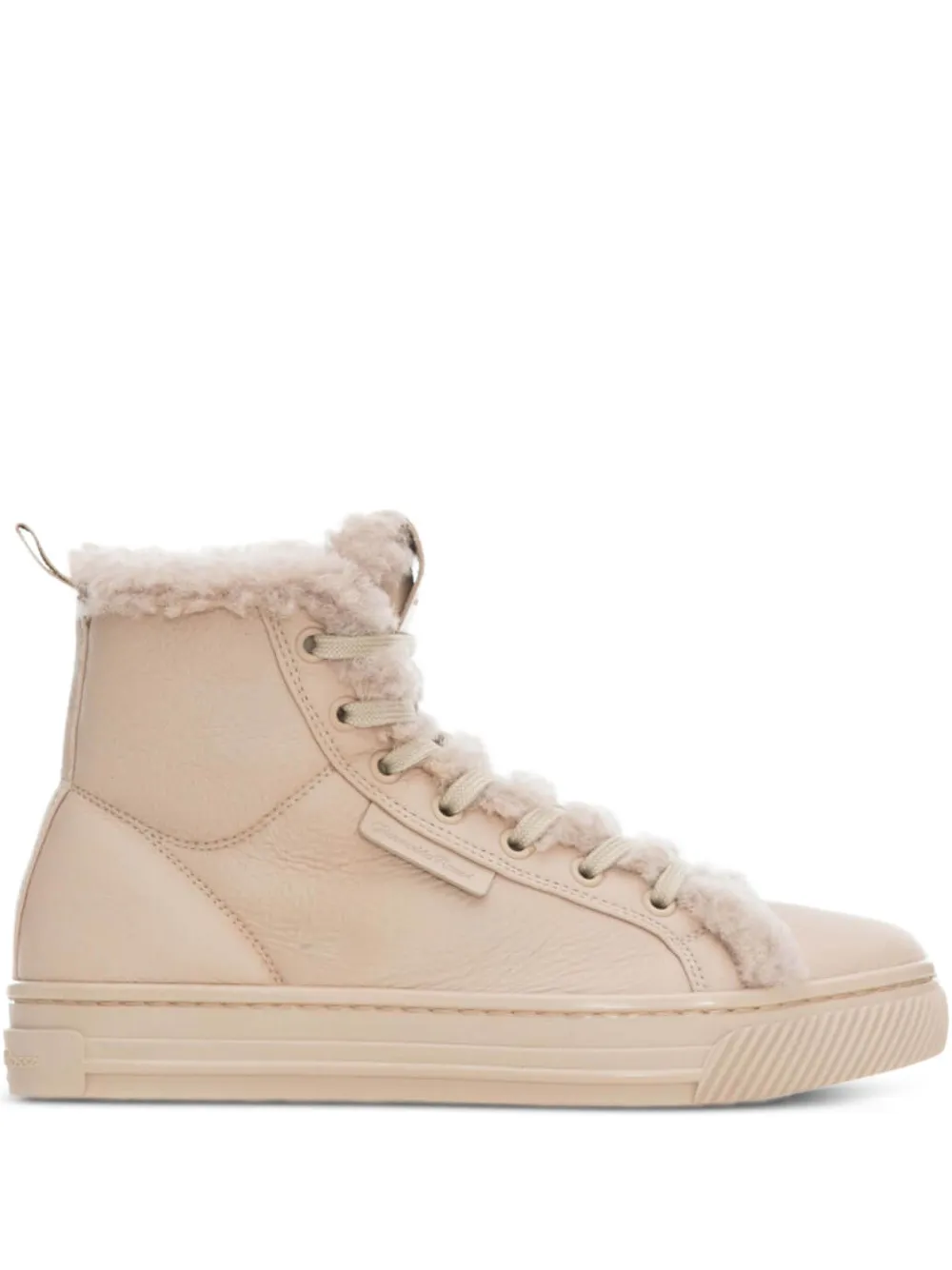 Gianvito Rossi shearling leather lace-up boots Neutrals