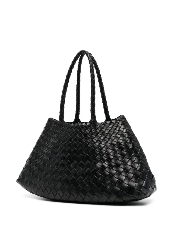 DRAGON DIFFUSION Santa Croce Interwoven Leather Tote Bag | Black