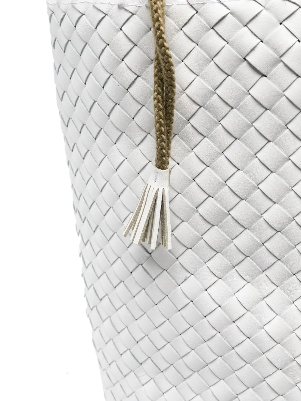 Shop Dragon Diffusion Pompom Double Jump Interwoven Bucket Bag In Weiss