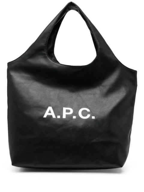 A.P.C. logo-print leather tote bag