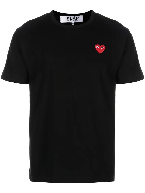 Comme Des Gar ons Play Embroidered heart logo Cotton T shirt