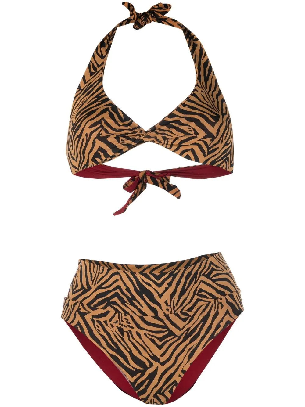 

Fisico bikini con animal print - Marrón