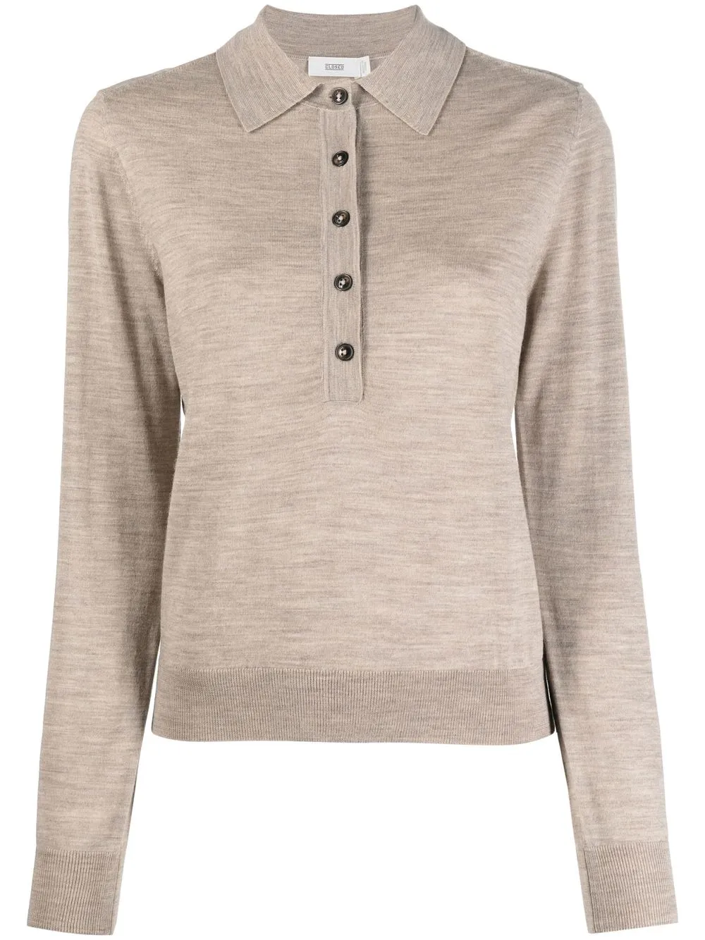 

Closed button-up fine-knit jumper - Neutrals