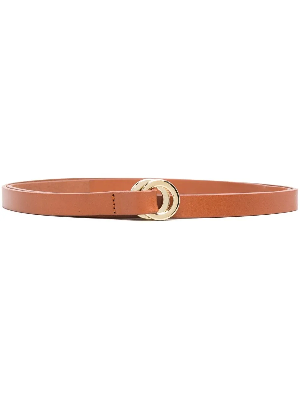 

Closed leather thin belt - Brown