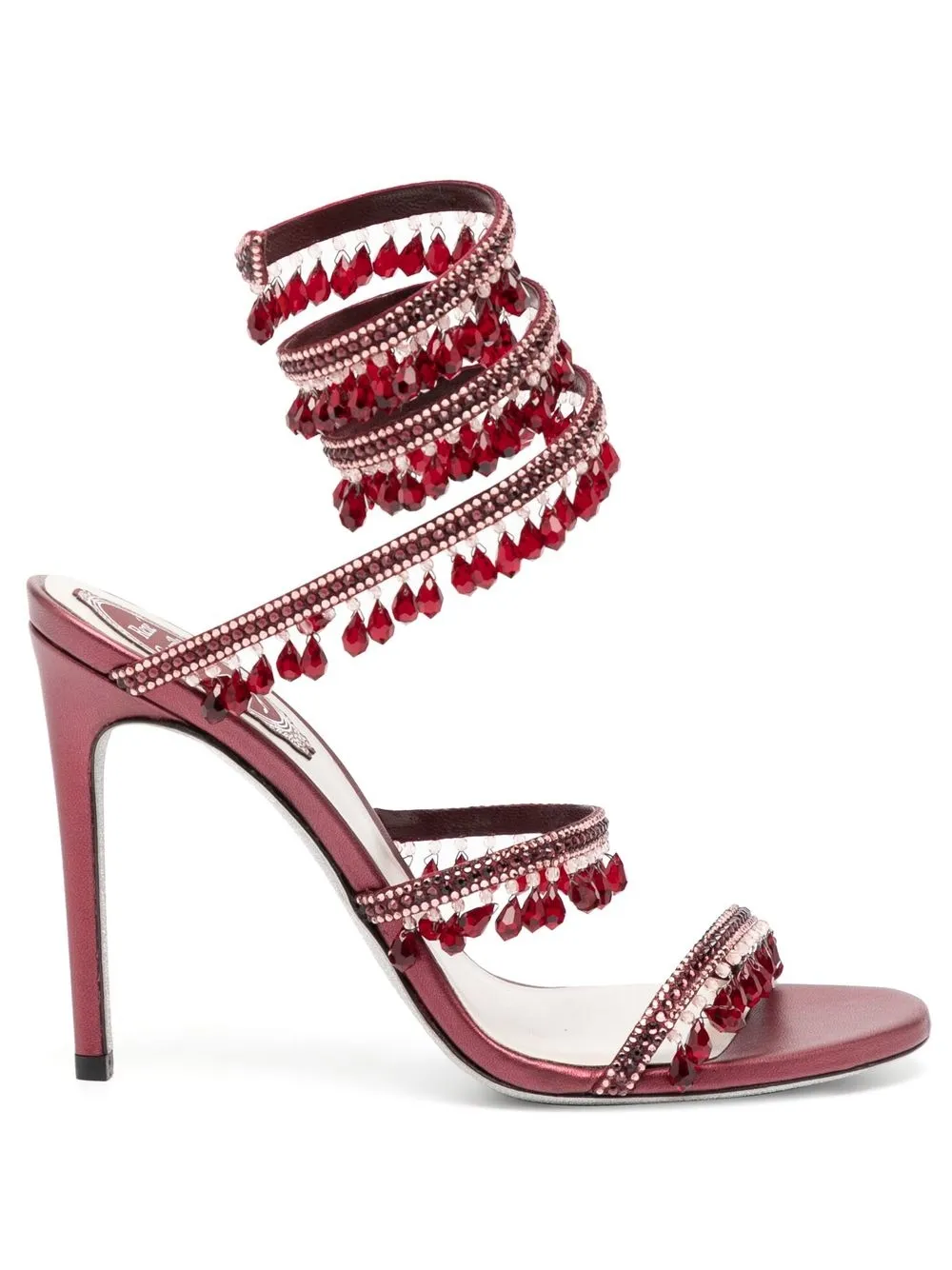 

René Caovilla bead-embellished 100mm sandals - Red