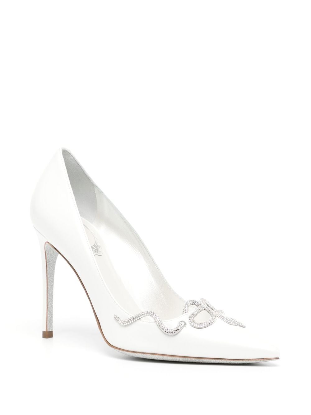 René Caovilla Pumps met slangenleer-effect - Wit