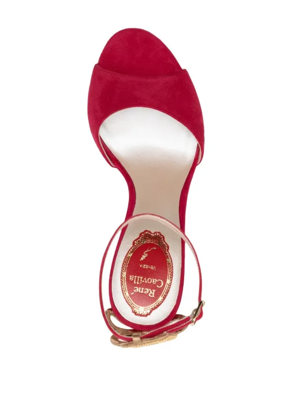 René Caovilla Serpent-detail 100mm Suede Sandals | Red René Caovilla Serpent-detail 100mm Suede Sandals | Red