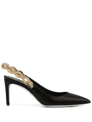 René Caovilla crystal-embellished Satin Pumps - Farfetch