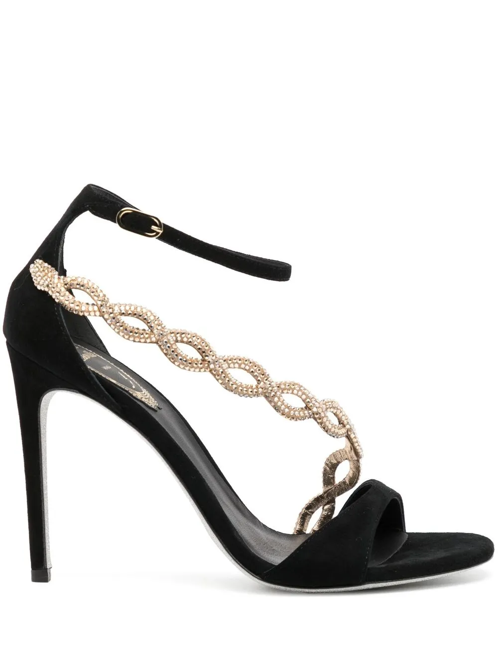 

René Caovilla 105mm chain-detail velvet sandals - Black