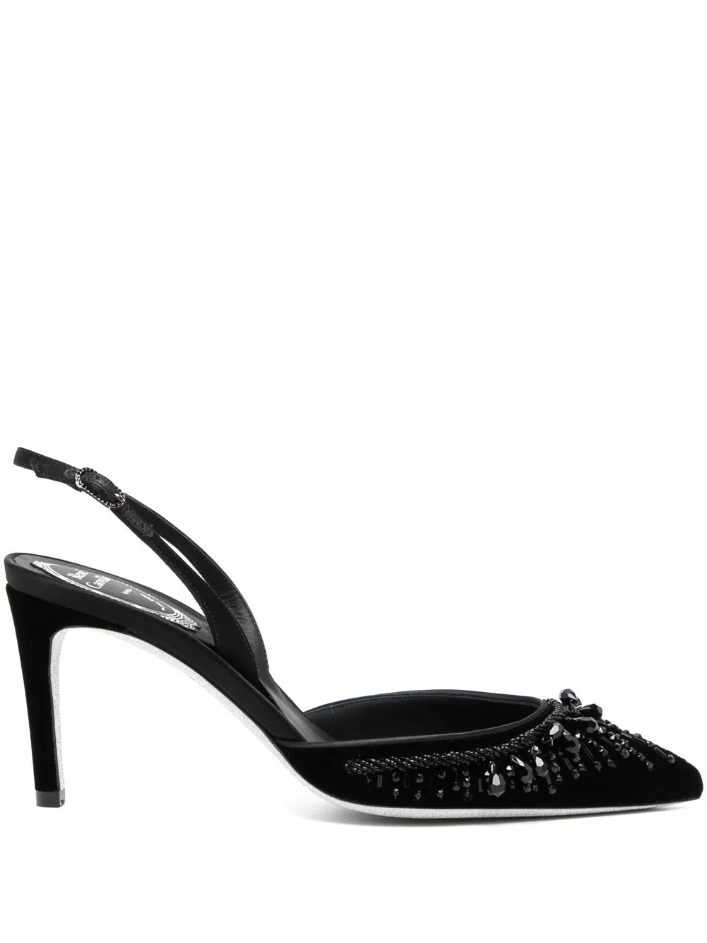 

René Caovilla Rubino velvet slingback 90mm pumps - Black