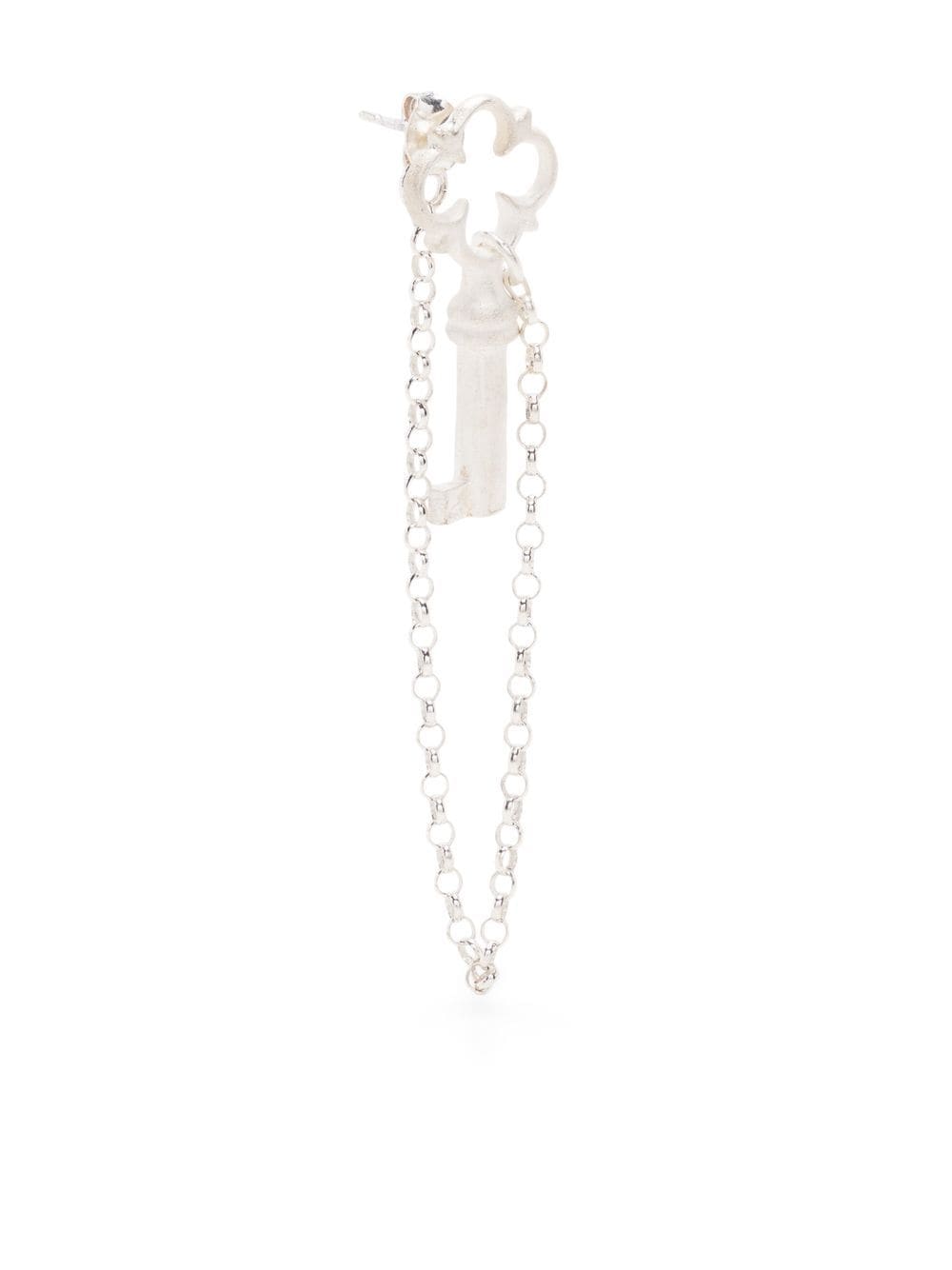 Detaj Key Charm Chain Earrings In Silver