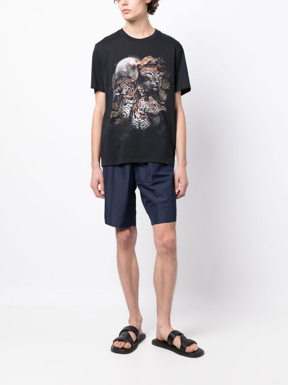 Camilla T-shirt met luipaardprint - Zwart