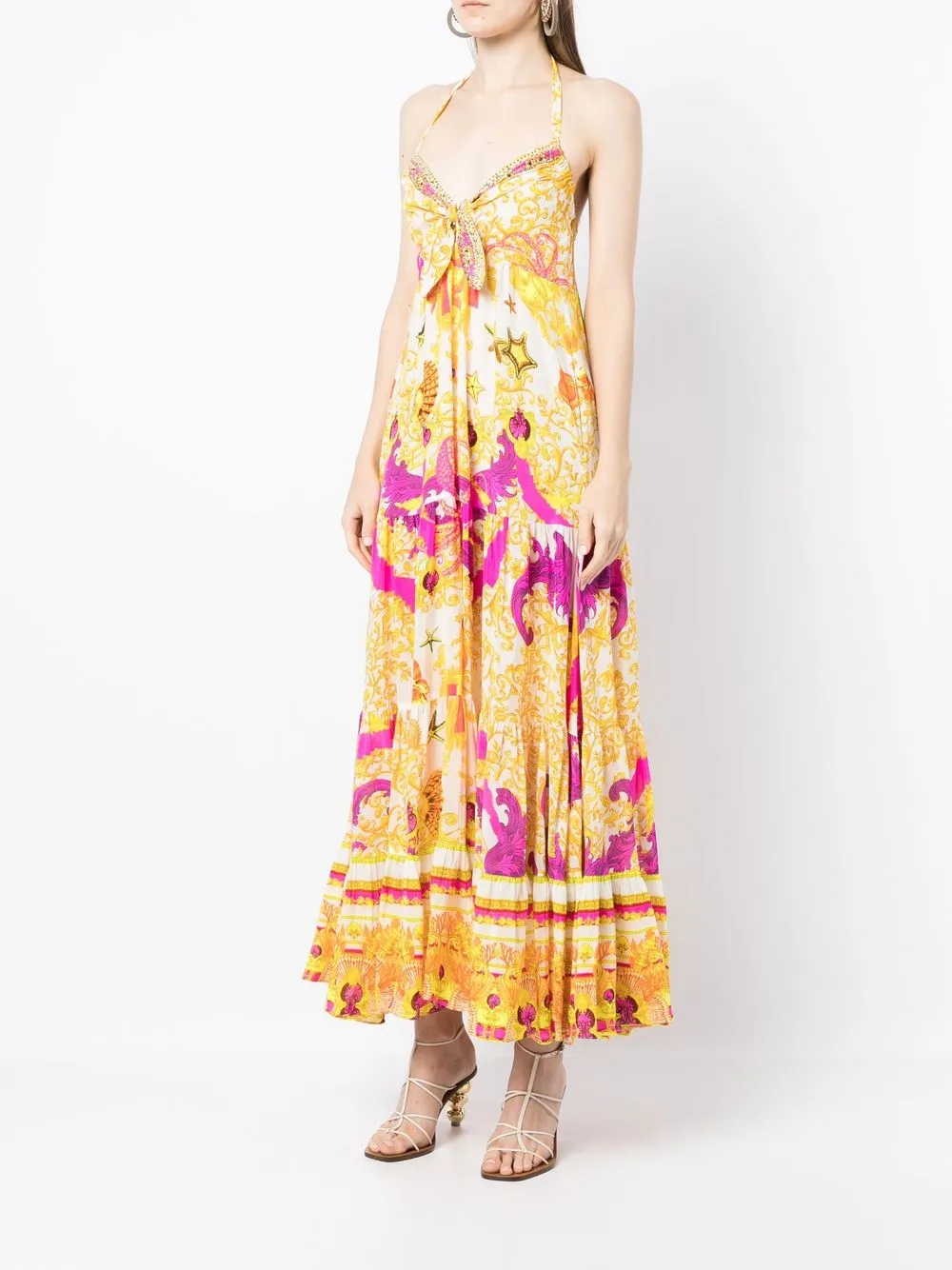 Camilla Midi-jurk met halternek Wit