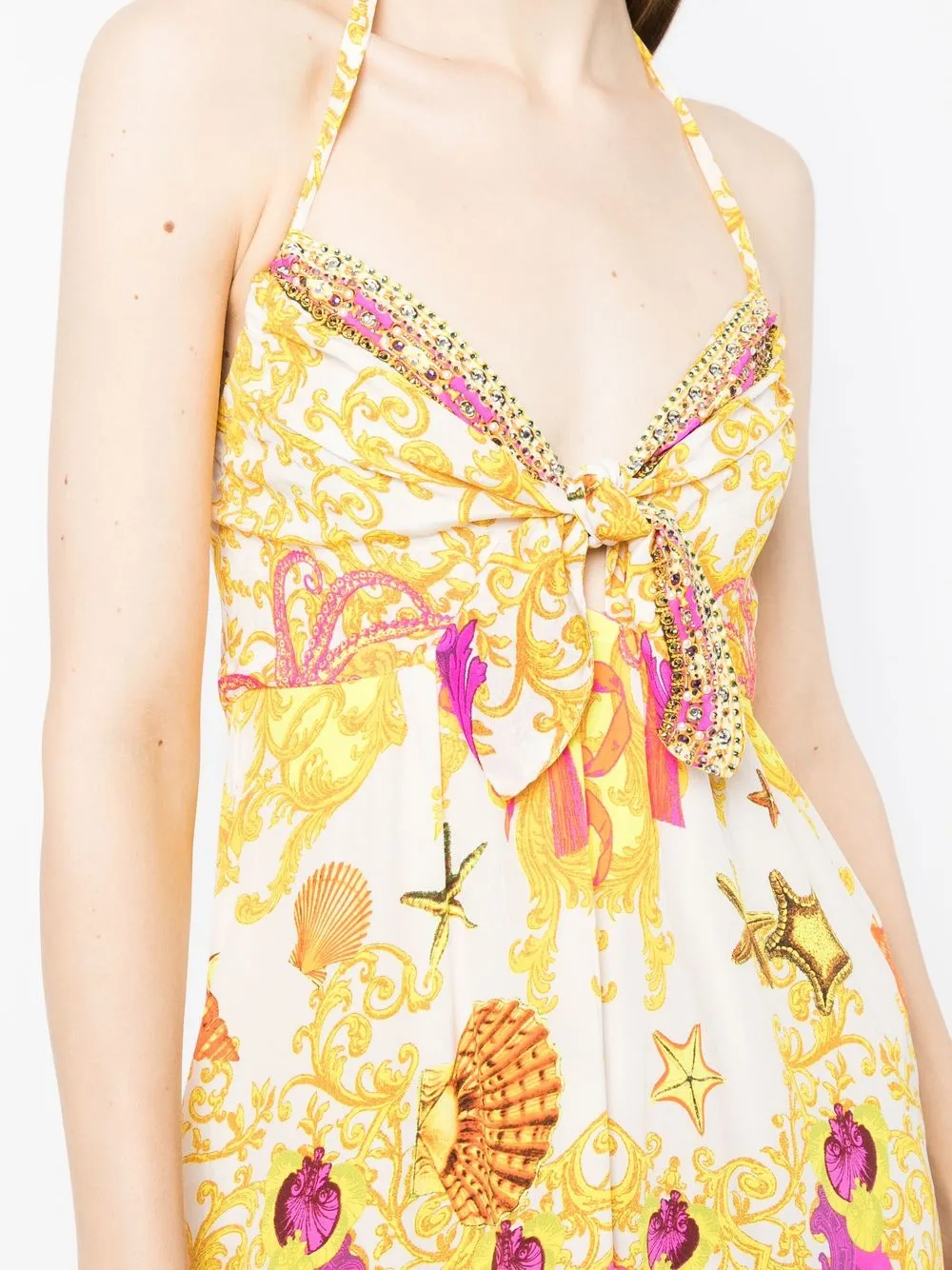 Camilla Midi-jurk met halternek Wit