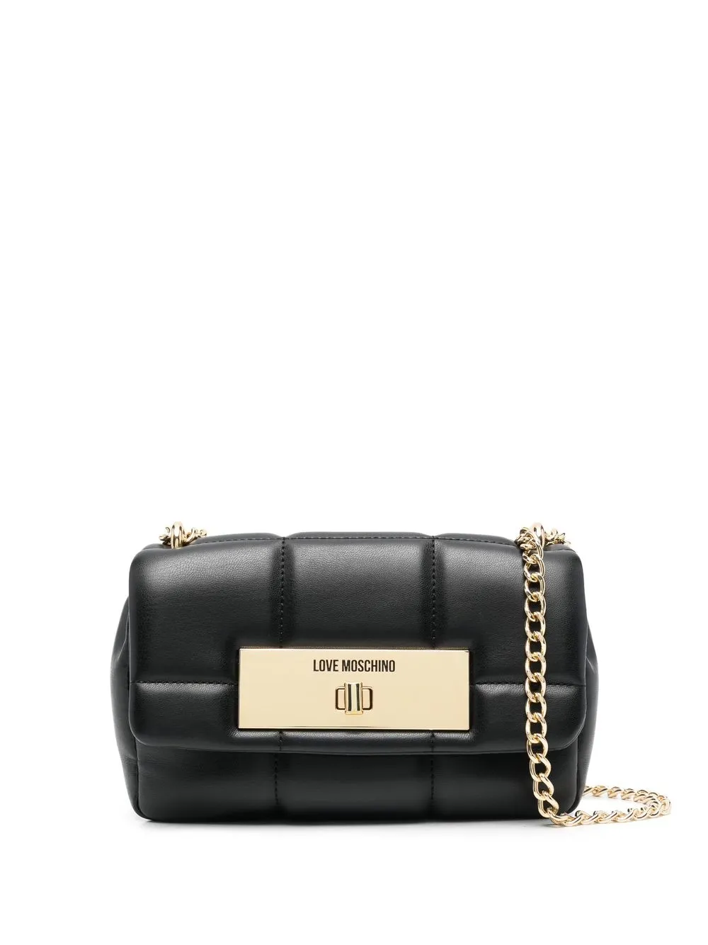 

Love Moschino engraved-logo quilted shoulder bag - Black