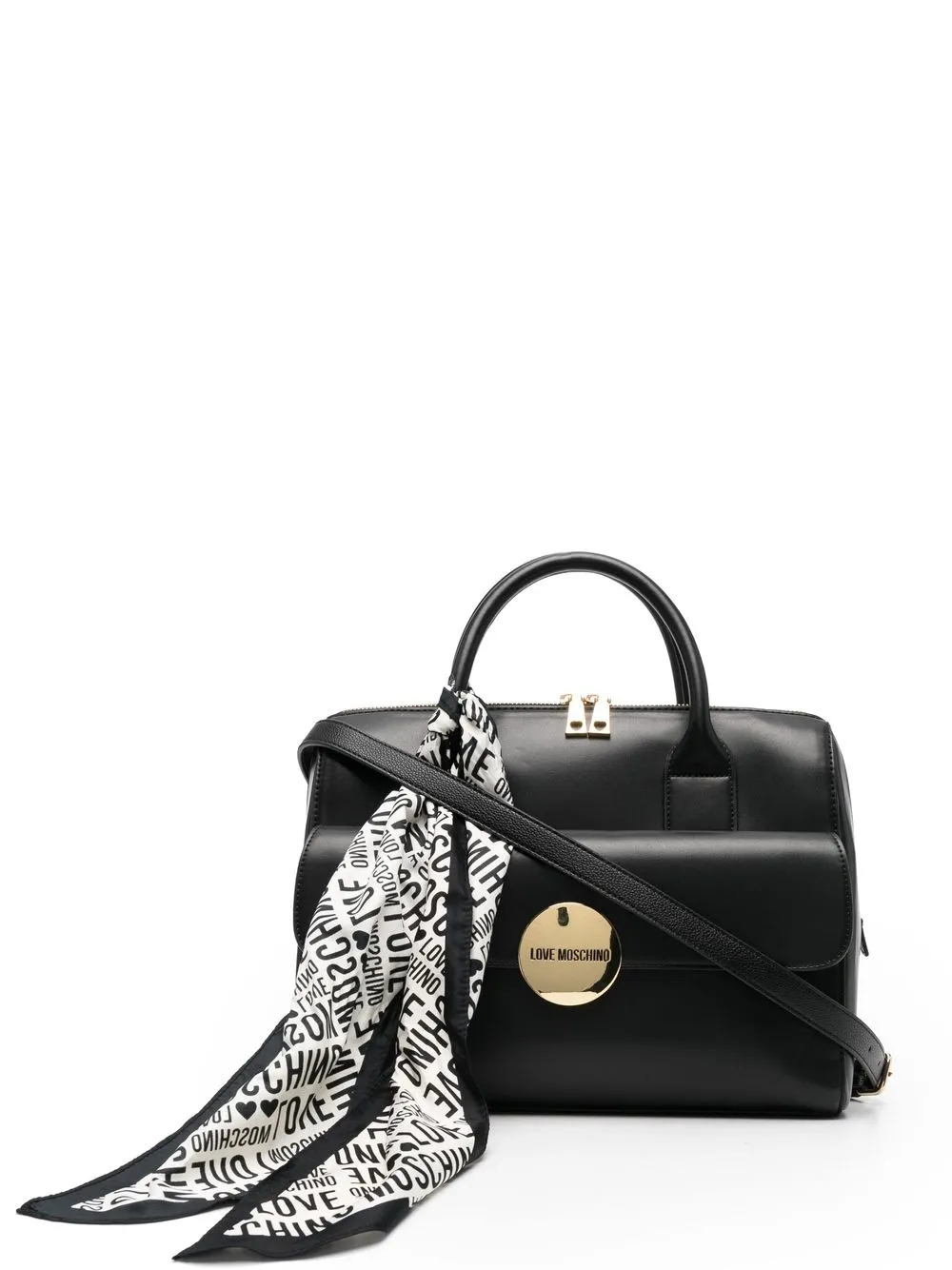 

Love Moschino tote con mascada cruzada y placa del logo - Negro