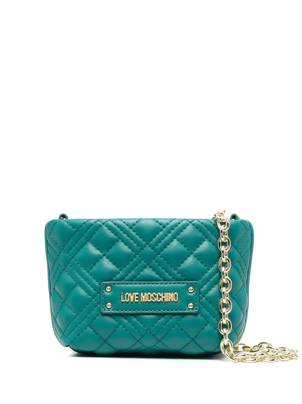 

Love Moschino logo-plaque quilted tote bag - Green