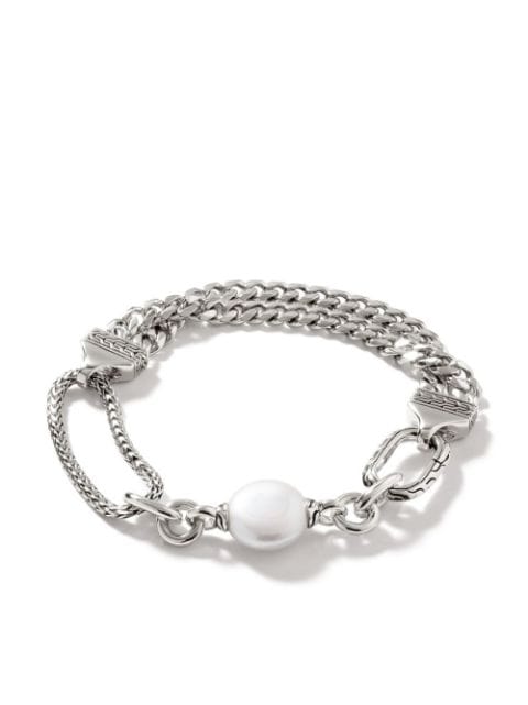 John Hardy Curb Chain Link freshwater pearl bracelet