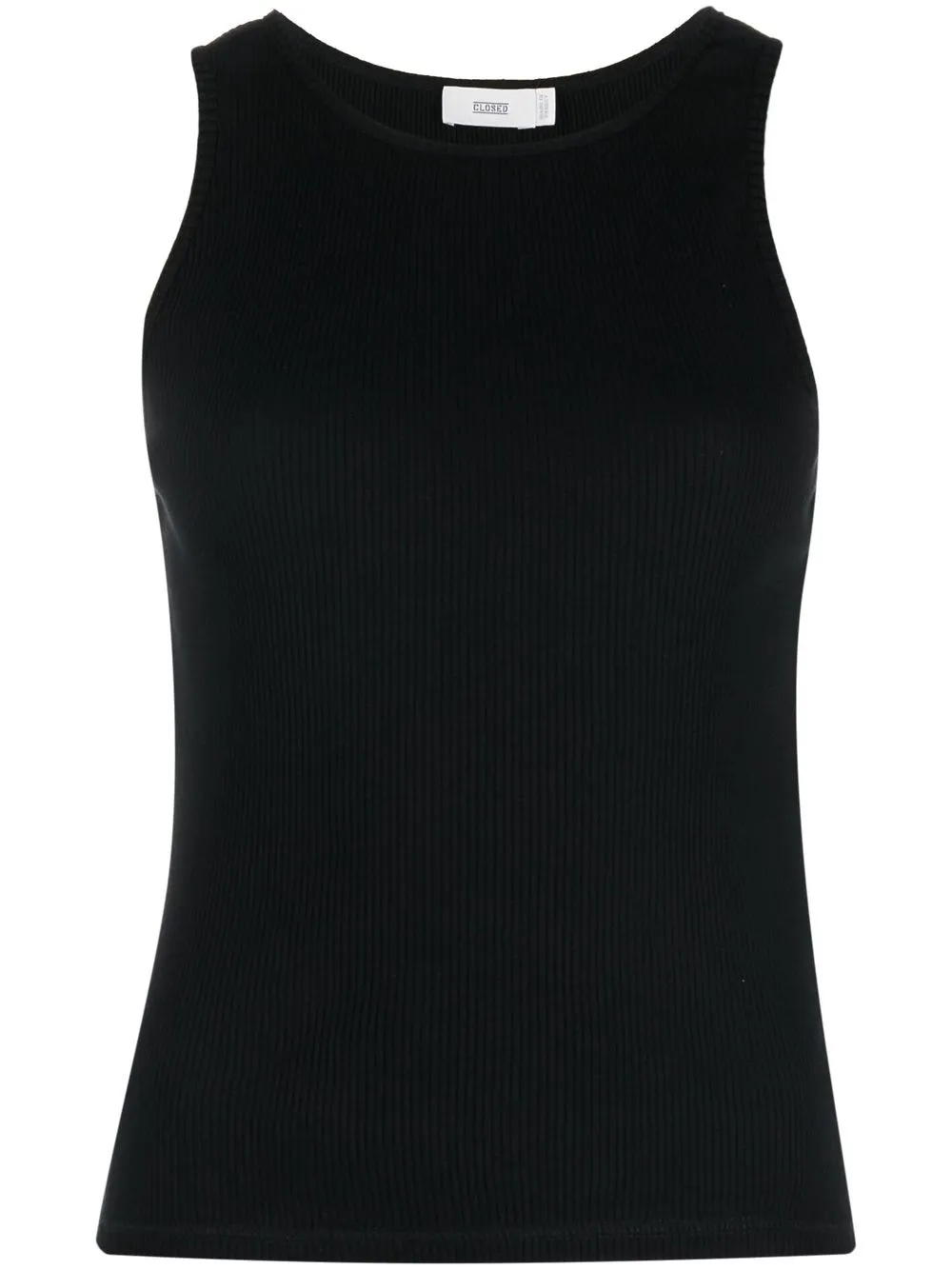 

Closed logo-patch ribbed tank top - Black