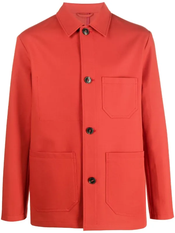 red button down jacket