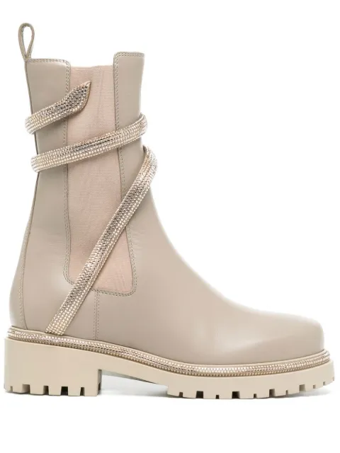 René Caovilla studded-strap leather boots