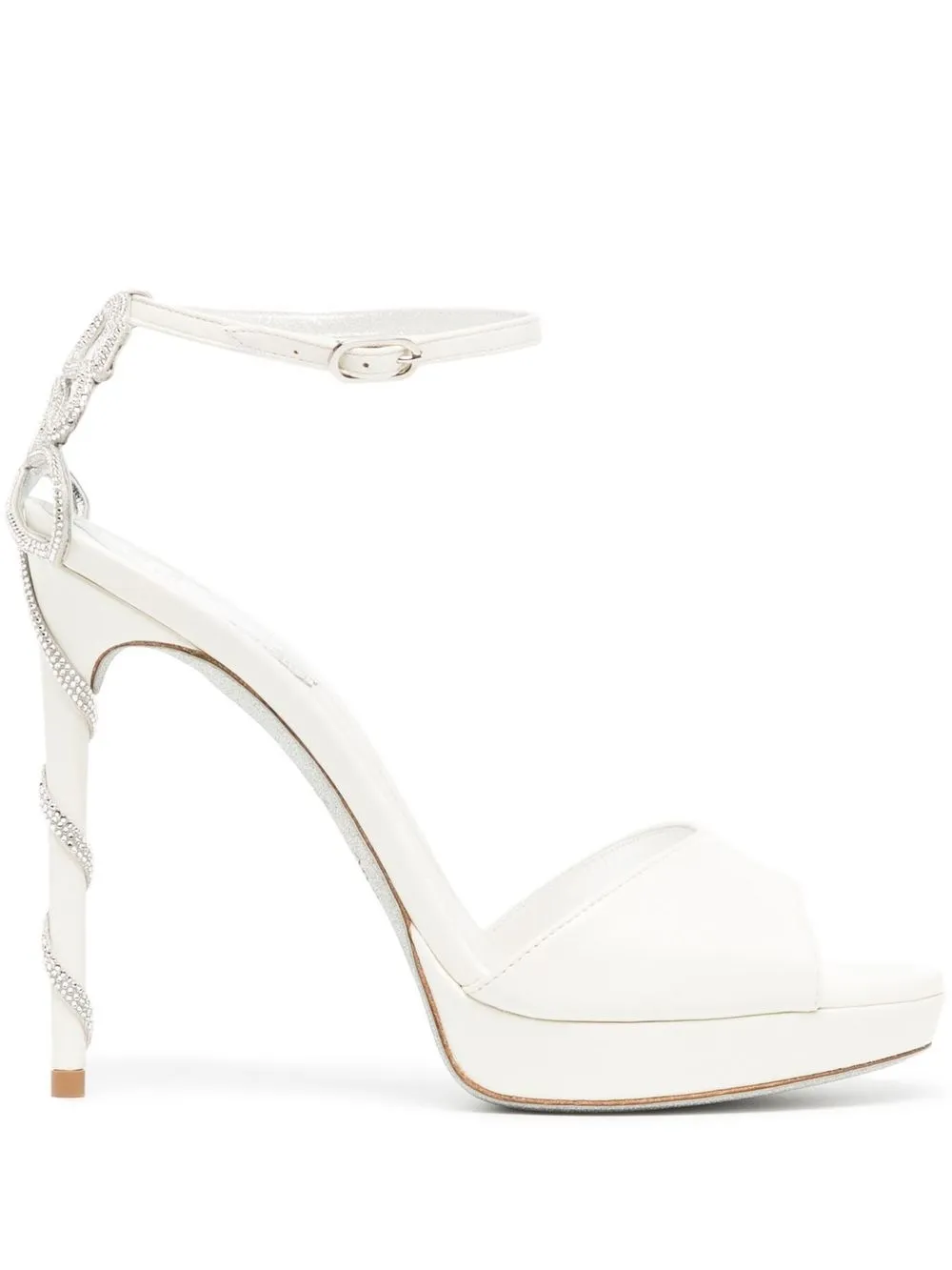 

René Caovilla crystal-snake strap 120mm sandals - White