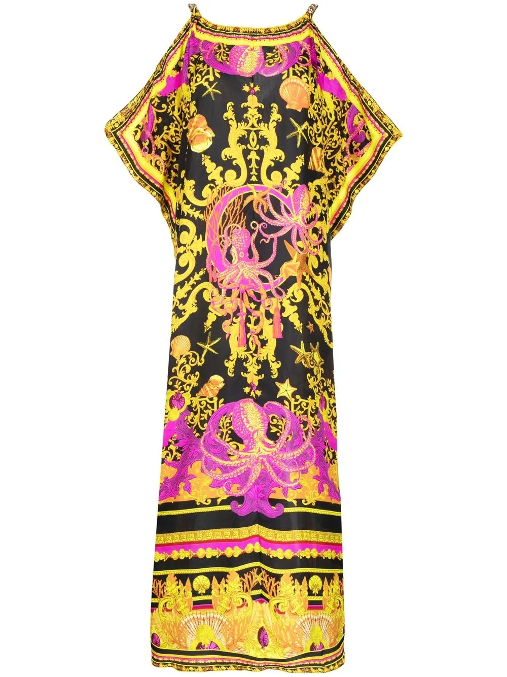 

Camilla baroque-print cold-shoulder dress - Pink