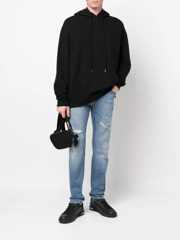 Dolce & Gabbana logo-plaque Distressed Jeans | Blue | FARFETCH