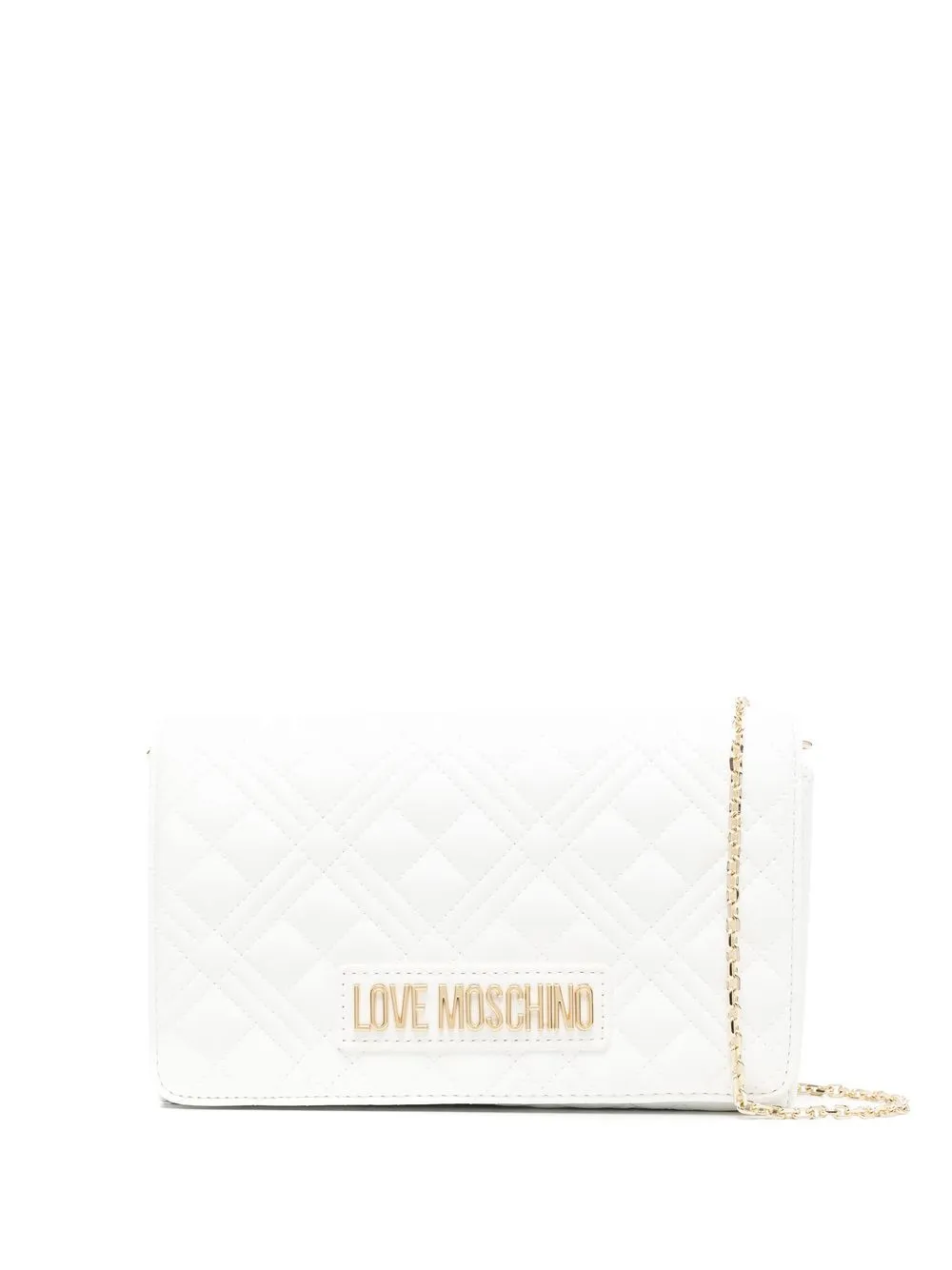 

Love Moschino bolsa satchel con placa del logo - Blanco