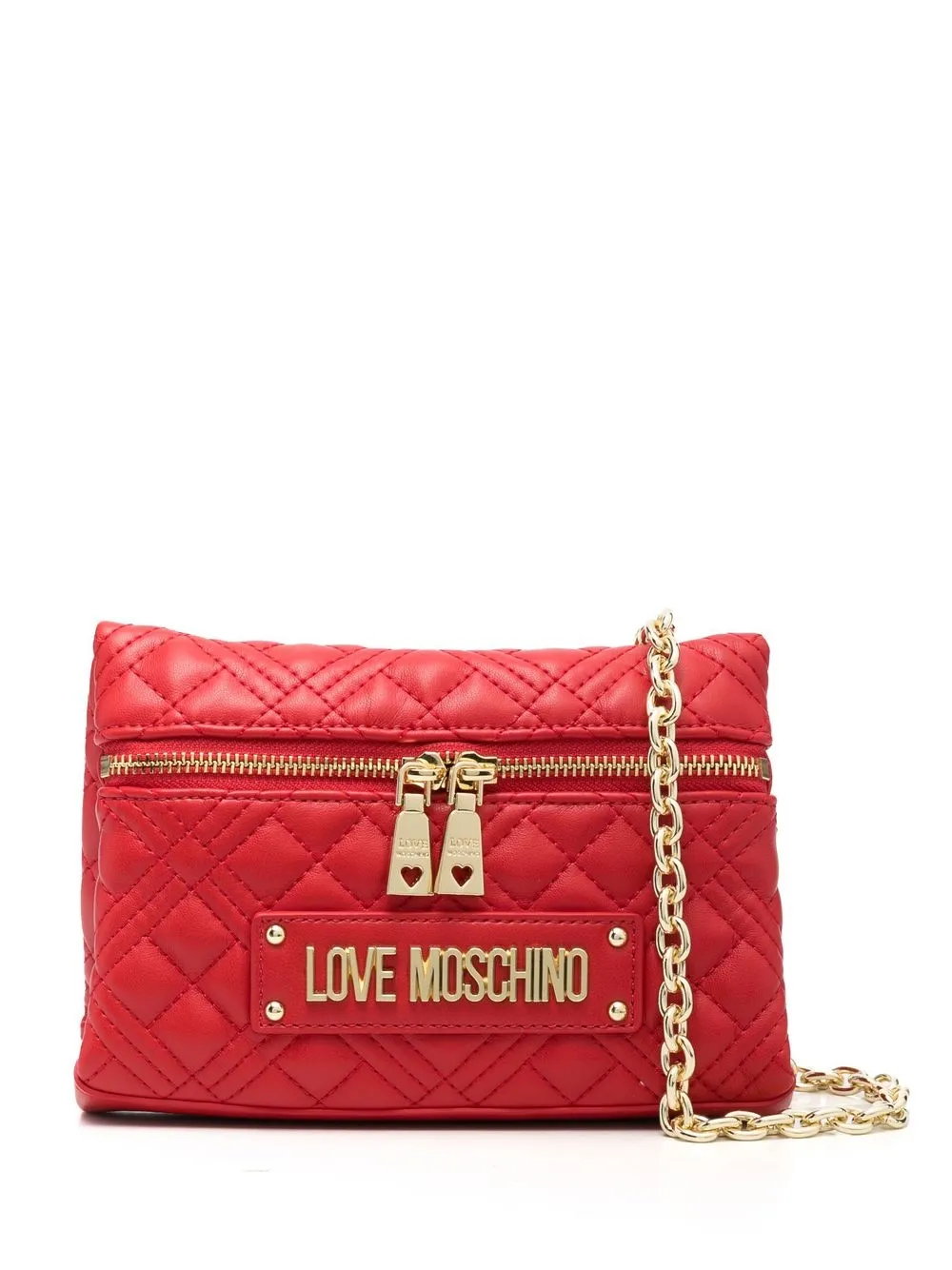 

Love Moschino bolsa crossbody capitonada con placa del logo - Rojo