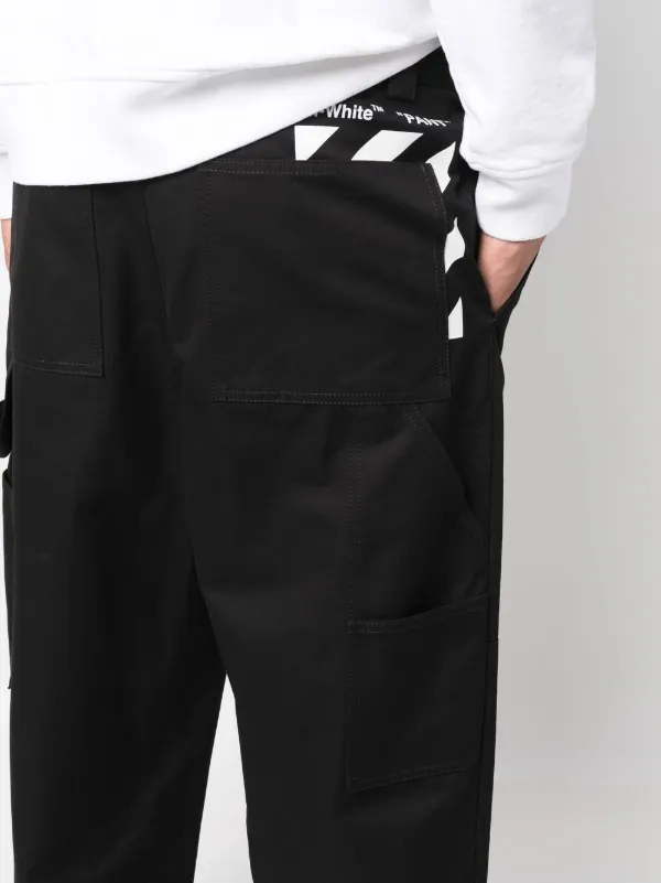 Off-White 黒 ストレートパンツ グラフィックプリント オフホワイト 