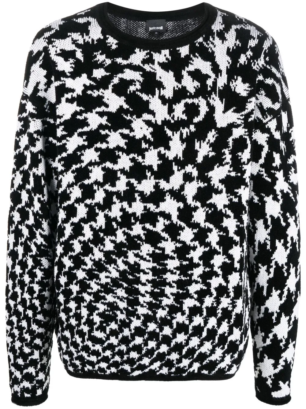 

Just Cavalli houndstooth-pattern crew neck jumper - Black