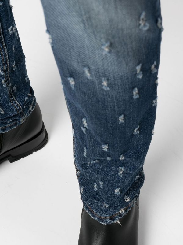 Farfetch Donna Abbigliamento Pantaloni e jeans Jeans Jeans skinny Jeans slim con effetto vissuto Blu 