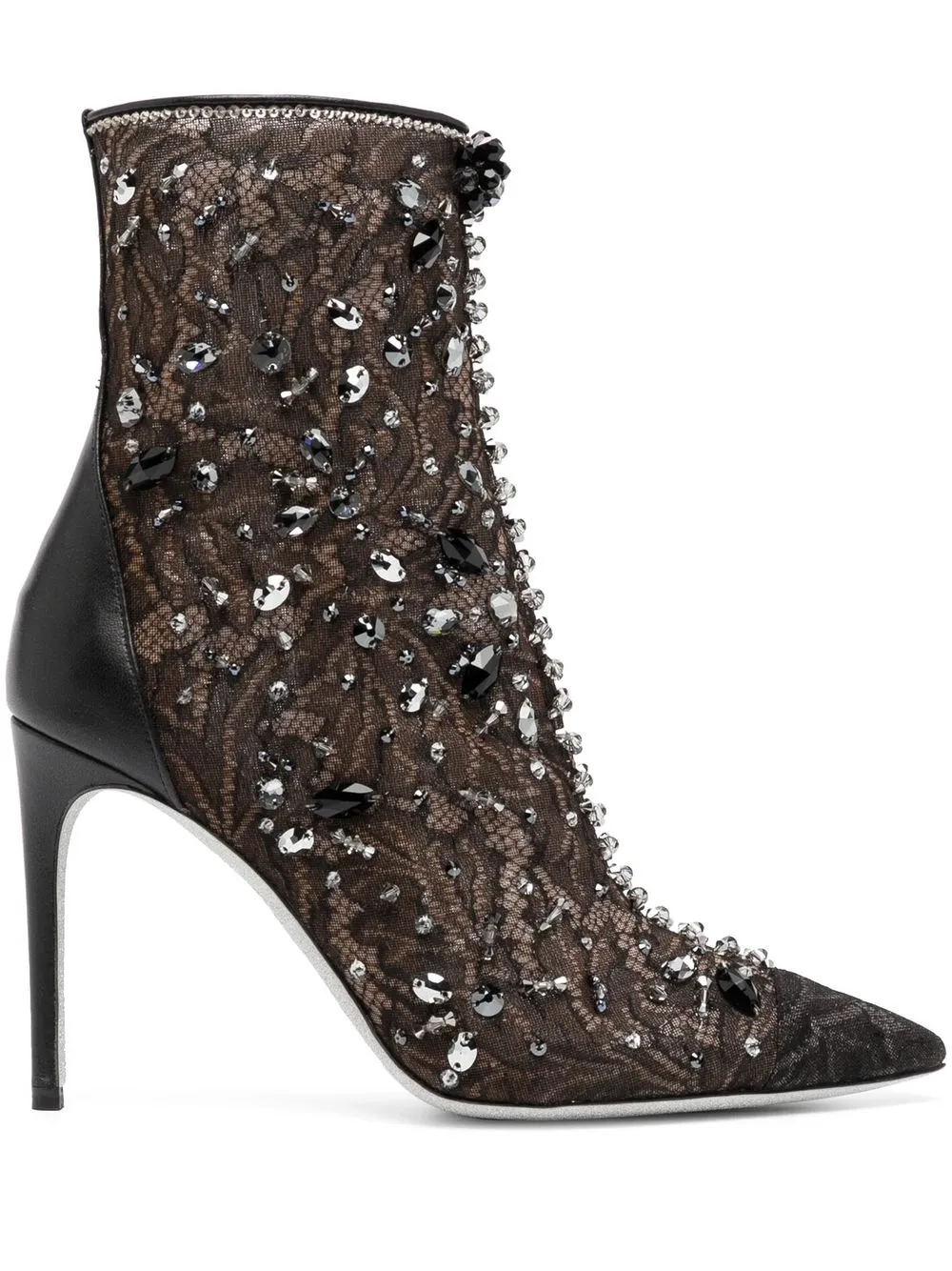 

René Caovilla botines con detalles de cristal - Negro