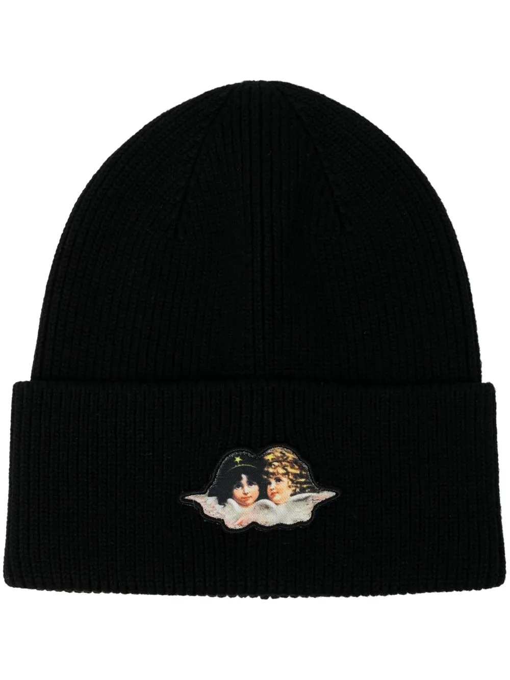 

Fiorucci angel-patch knitted hat - Black