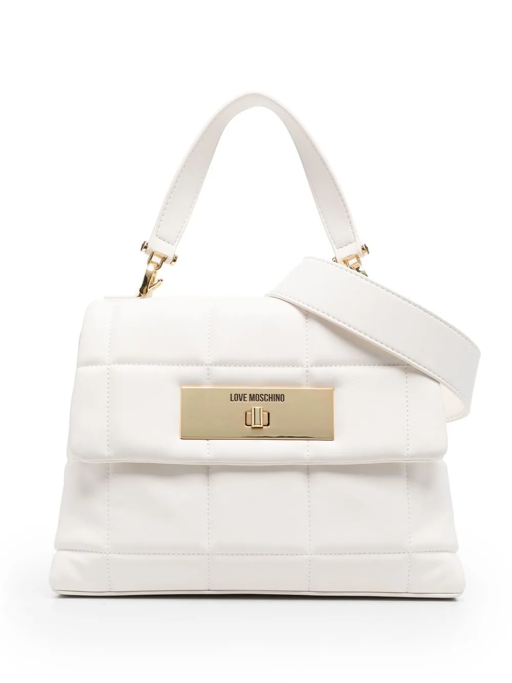 

Love Moschino logo-plaque quilted tote bag - White