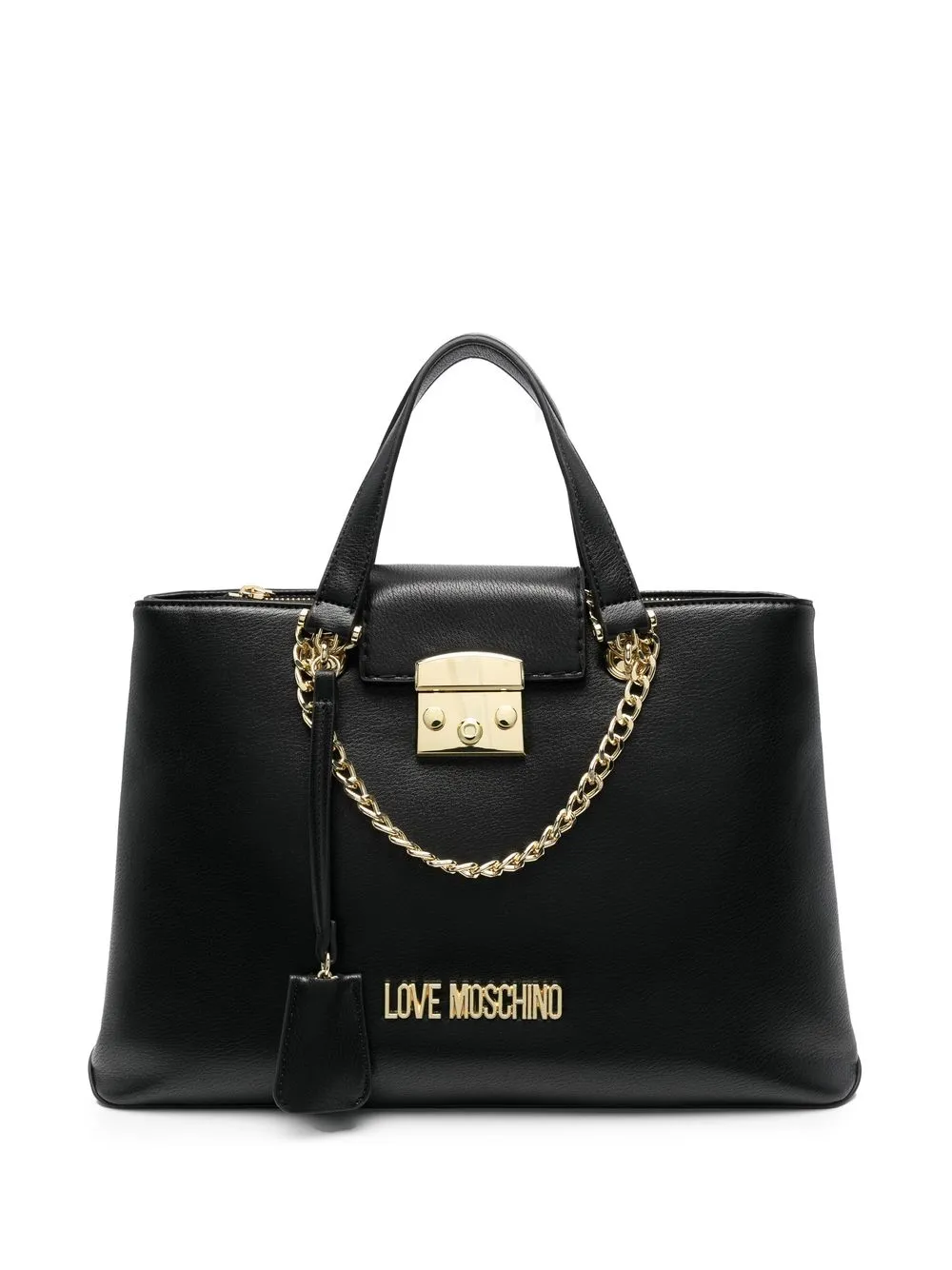 

Love Moschino tote con placa del logo - Negro