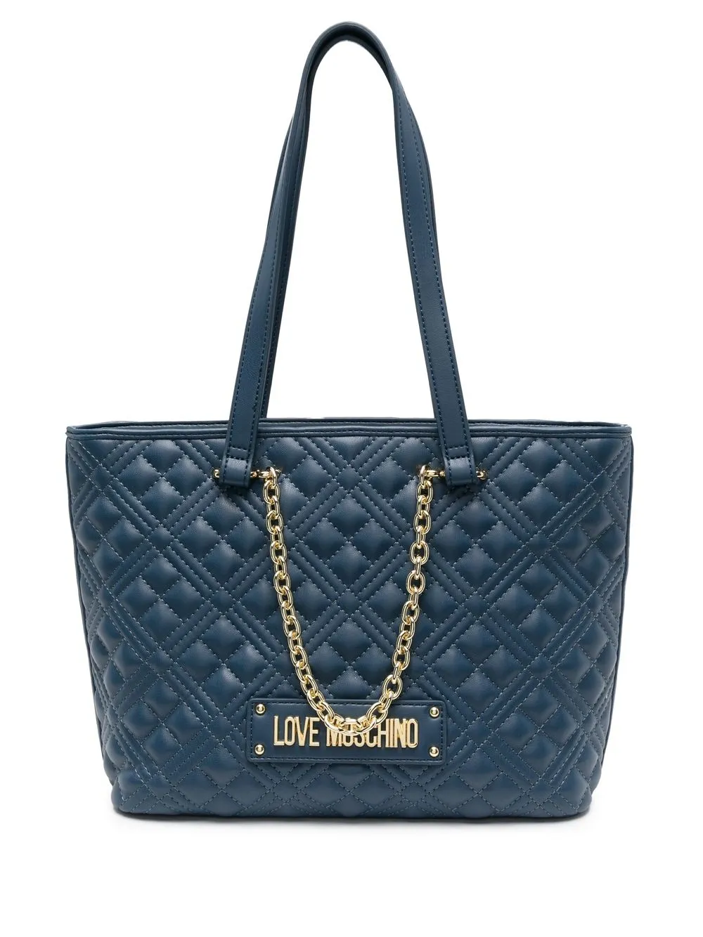 

Love Moschino tote capitonado con placa del logo - Azul